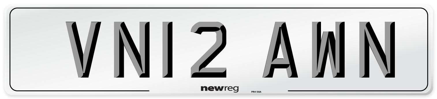 VN12 AWN Number Plate from New Reg